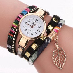 Ladies Bracelet Watch Leaf Fabric Retro Style Quartz Watche DUOYA